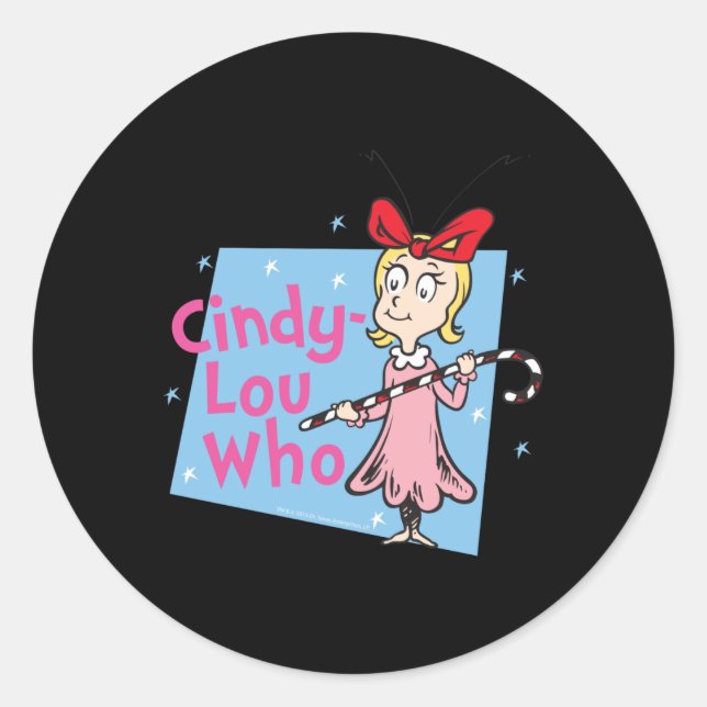 Cindy Lou Who Candy Cane T Shirt  Classic Round Sticker (Front)