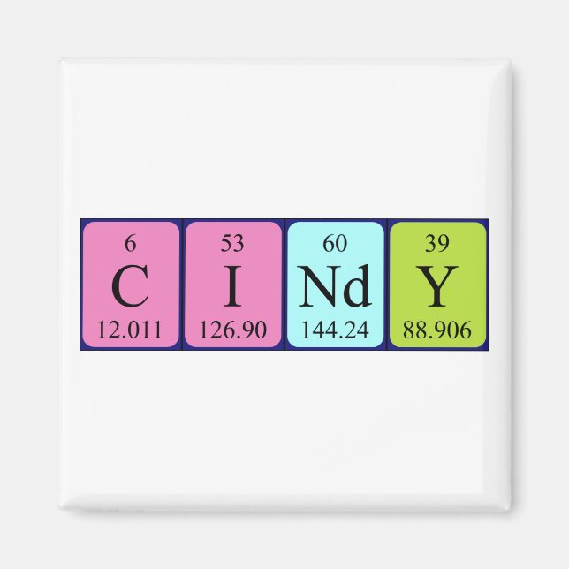 Cindy periodic table name magnet (Front)