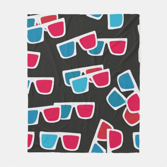 Cinema, 3d glasses pattern, seamless.  fleece blanket (Front)