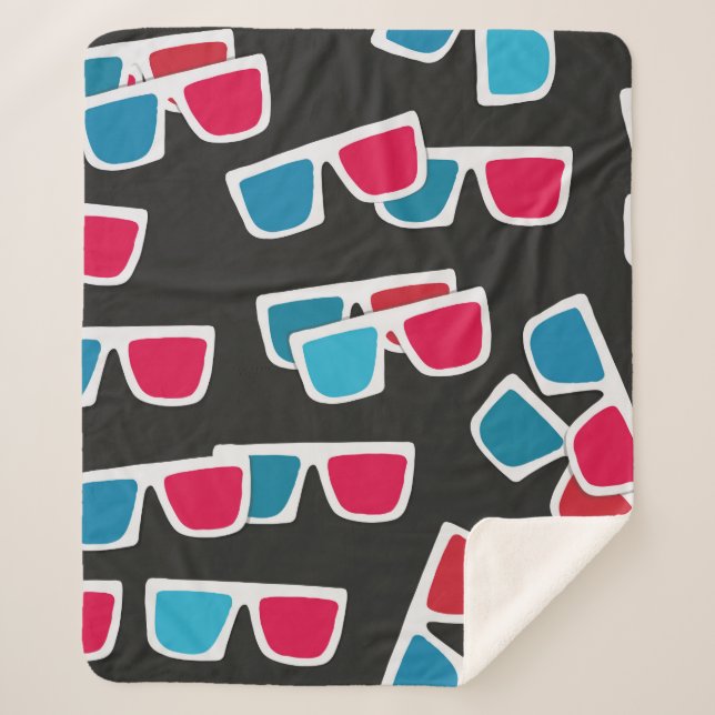 Cinema, 3d glasses pattern, seamless.  sherpa blanket (Front)
