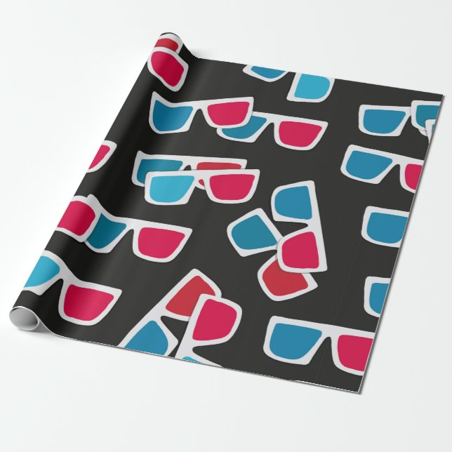 Cinema, 3d glasses pattern, seamless.  wrapping paper (Unrolled)