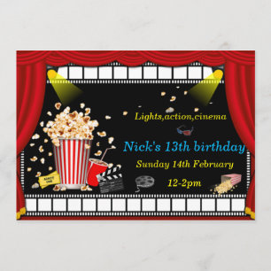 Cinema-action party invitation