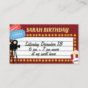 cinema birthday invitation card