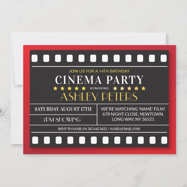 Cinema Birthday Party Any Age Theatre Film Invitation (Front)