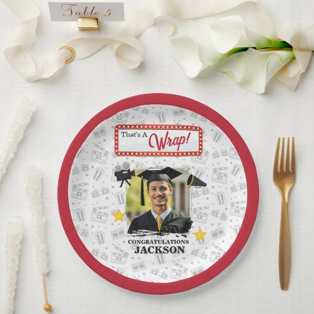 Cinema Buff Inspired Graduation Party Paper Plate (Wedding)