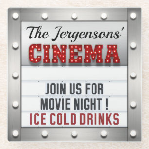 Cinema Movie Night Theatre Theatre Glass Coasters