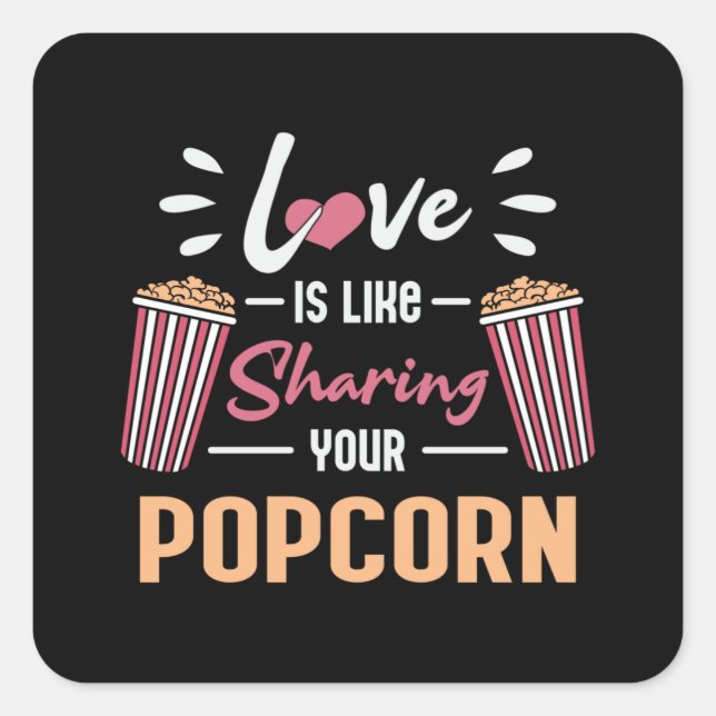 Cinema Movie Popcorn Day Snack Pop Film Gift Idea Square Sticker (Front)
