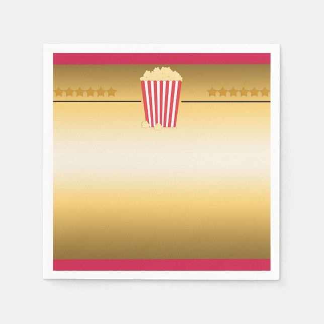 Cinema Movie Popcorn Ticket Birthday Party Napkin (Front)