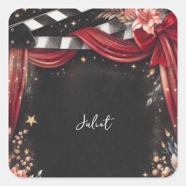 Cinema Movie Ticket Most Popular Bridal Shower Square Sticker (Front)