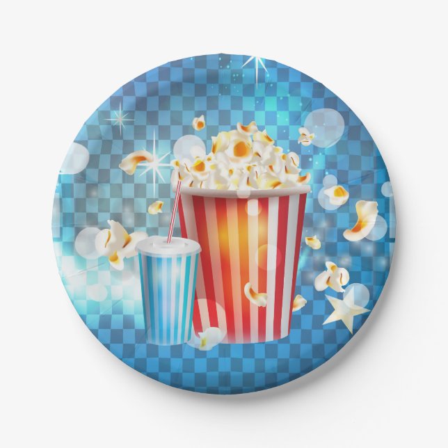 Cinema Movies Movie Night Popcorn Soda Party Paper Plate (Front)