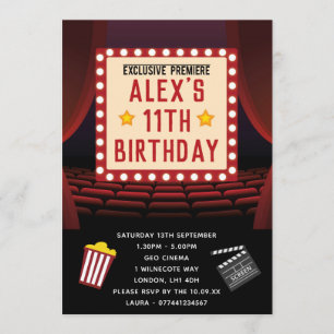 Cinema Party Birthday Invitations