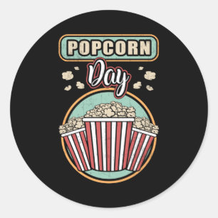 Cinema Popcorn Day Movie Snack Pop Film Gift Idea Classic Round Sticker
