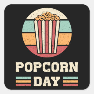 Cinema Popcorn Day Movie Snack Pop Film Gift Idea Square Sticker