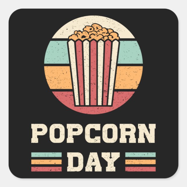 Cinema Popcorn Day Movie Snack Pop Film Gift Idea Square Sticker (Front)