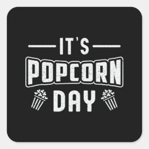 Cinema Popcorn Day Snack Movie Pop Film Gift Idea Square Sticker