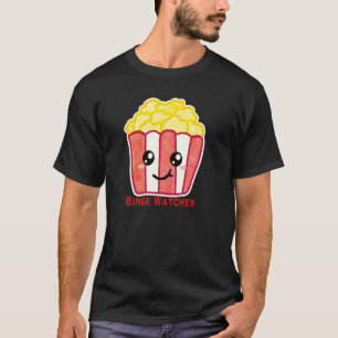 Cinema Popcorn with Quote Binge Watcher T-Shirt