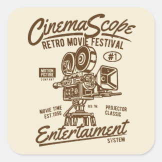 Cinema Scope Classic Retro Hollywood Camera Hollyw Square Sticker