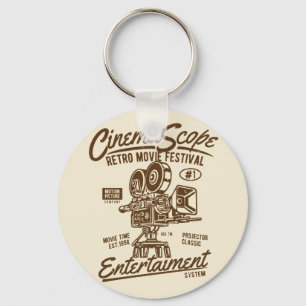 Cinema Scope Classic Retro Hollywood Camera Motion Key Ring