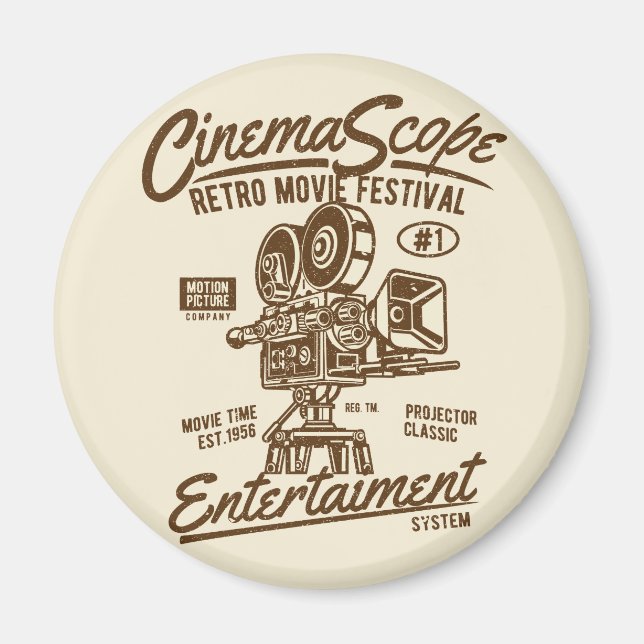 Cinema Scope Classic Retro Hollywood Camera Motion Magnet (Front)