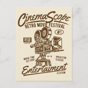Cinema Scope Classic Retro Hollywood Camera Motion Postcard