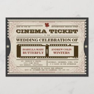 Cinema Ticket - Wedding Invitation on Grey