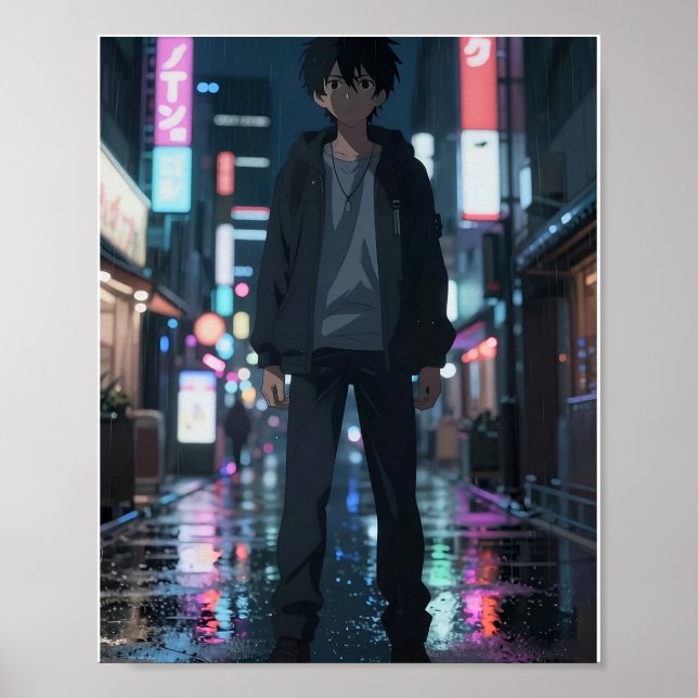 Cinematic Anime Neon City Poster  (Front)
