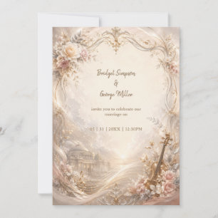 Cinematic Blush Rose Orchestra Wedding Luxe Invitation