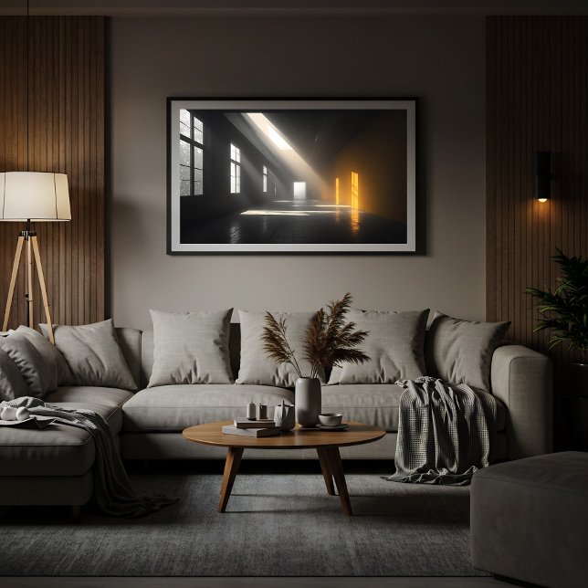Cinematic Empty Room Moody Light Beams Canvas Print (Creator Uploaded)
