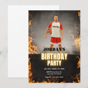 Cinematic fire modern sporty photo birthday  invitation