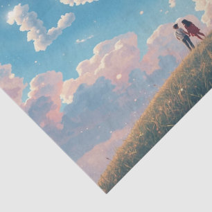 Cinematic "Love" in the Sky & Couple Sunset Scene Tissue Paper