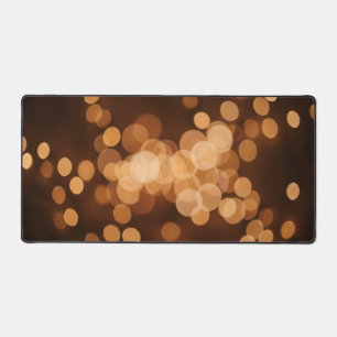 Cinematic Warm Gold Blurred Bokeh Desk Mat