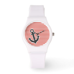 Cinnabar Colour Horizontal Stripes; Striped; Ancho Watch