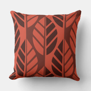 Cinnabar Red Leaves Pattern Cushion