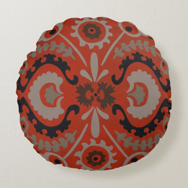 Cinnabar Suzani I Round Cushion (Front)