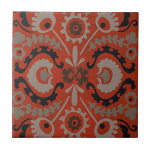 Cinnabar Suzani I Tile