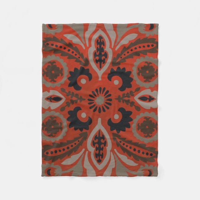 Cinnabar Suzani II Fleece Blanket (Front)