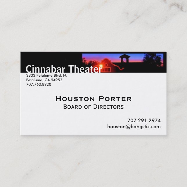 Cinnabar Theatre Board of Directors Business Card (Front)