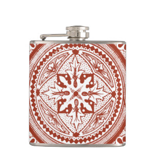 Cinnabar Woodblock IV Hip Flask