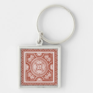 Cinnabar Woodblock IV Key Ring