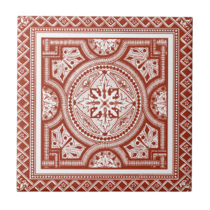 Cinnabar Woodblock IV Tile