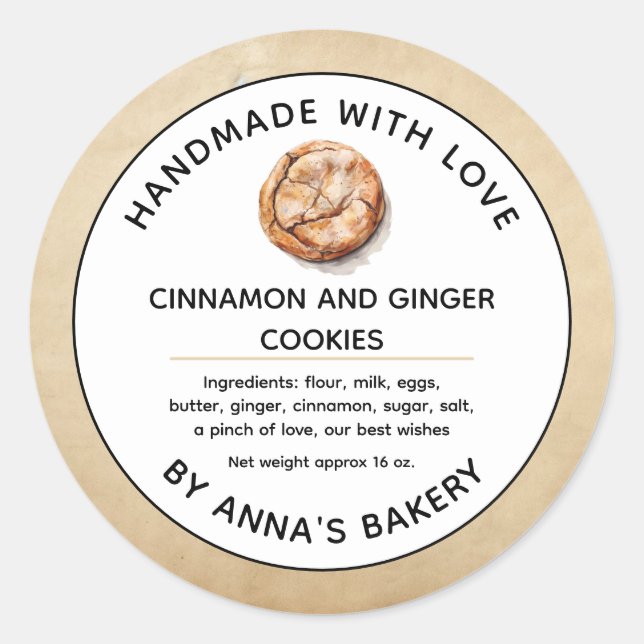 Cinnamon and Ginger Cookies Label (Front)