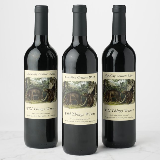 Cinnamon Bear from Audubon's Quadrupeds Wine Label (Bottles)