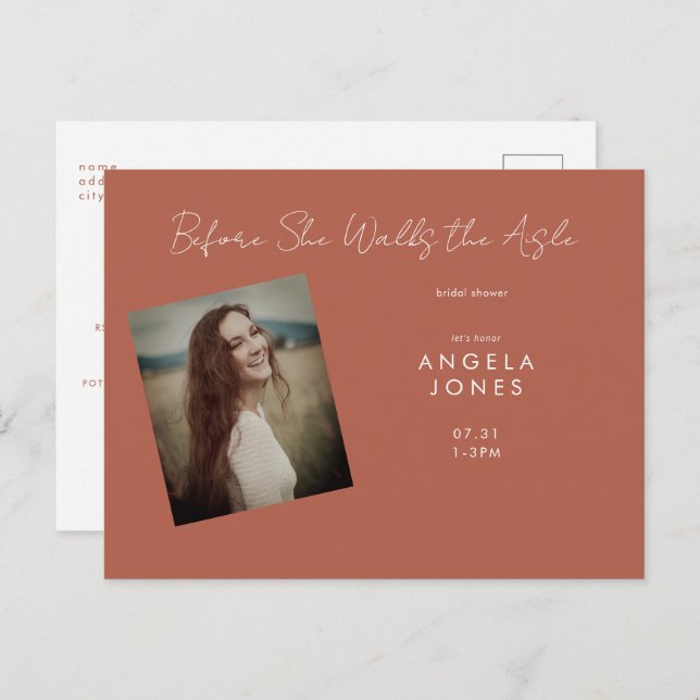 Cinnamon Before She Walks Photo Bridal Shower Postcard (Front/Back)