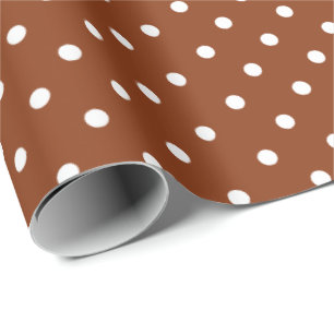 Cinnamon Brown White Polka Dot Wrapping Paper