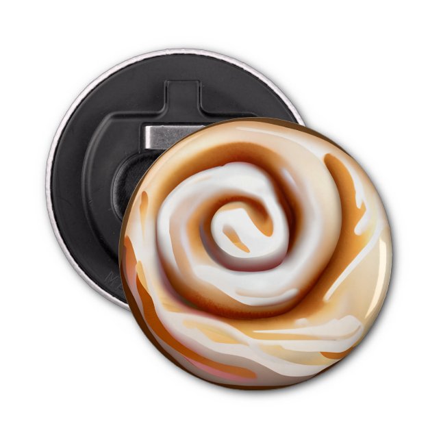 Cinnamon Bun / Cinnamon Roll with Icing Bottle Opener (Front)