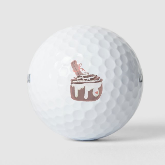 Cinnamon Bun Dessert Hand Drawn Art Golf Balls (Front)