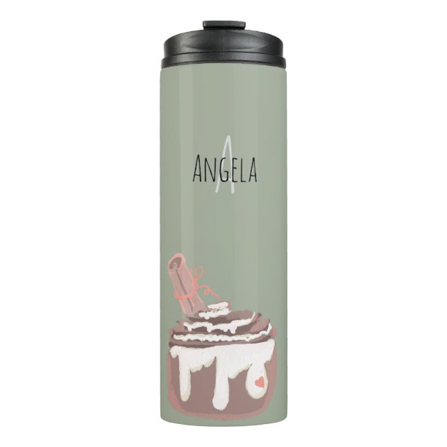 Cinnamon Bun Dessert Hand Drawn Art Thermal Tumbler (Front)