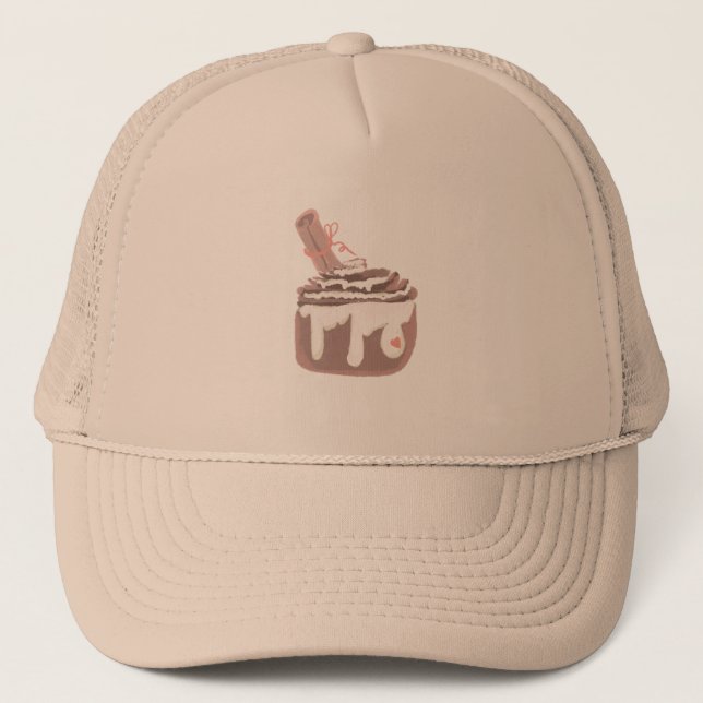 Cinnamon Bun Dessert Hand Drawn Art Trucker Hat (Front)