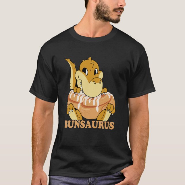 Cinnamon Bun Dinosaur Sweet Pastry Dino Cinnamon R T-Shirt (Front)