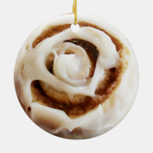 Cinnamon Bun with Icing Ceramic Tree Decoration